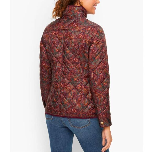 Talbots PAISLEY QUILTED JACKET zip & pockets petite size small - Picture 2 of 10